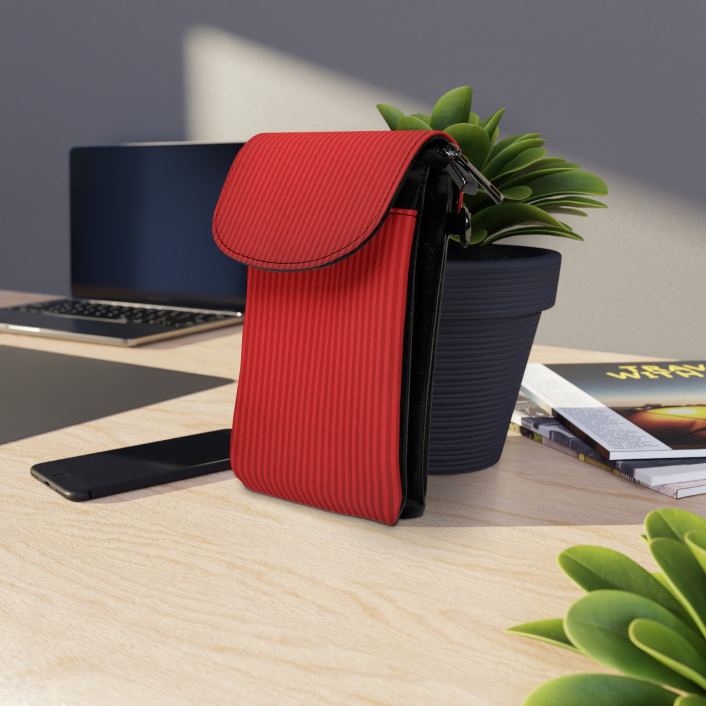 Stripe Red Crossbody Phone Bag