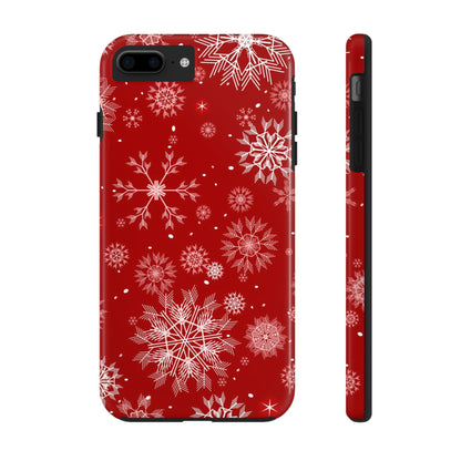 Christmas Snowflakes On Red / iPhone Case