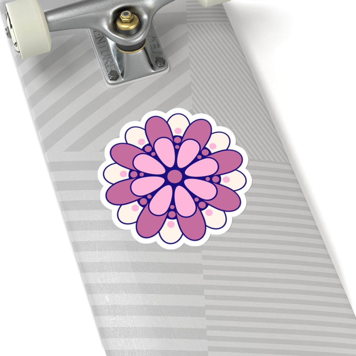 Cute Pink Retro Flower Sticker - Kiss-Cut Sticker (1)