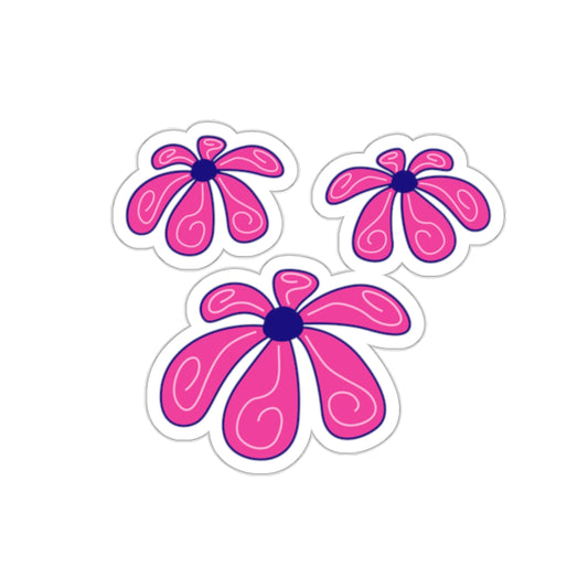 Cute Retro Pink Flower Sticker - Kiss-Cut Sticker (3)
