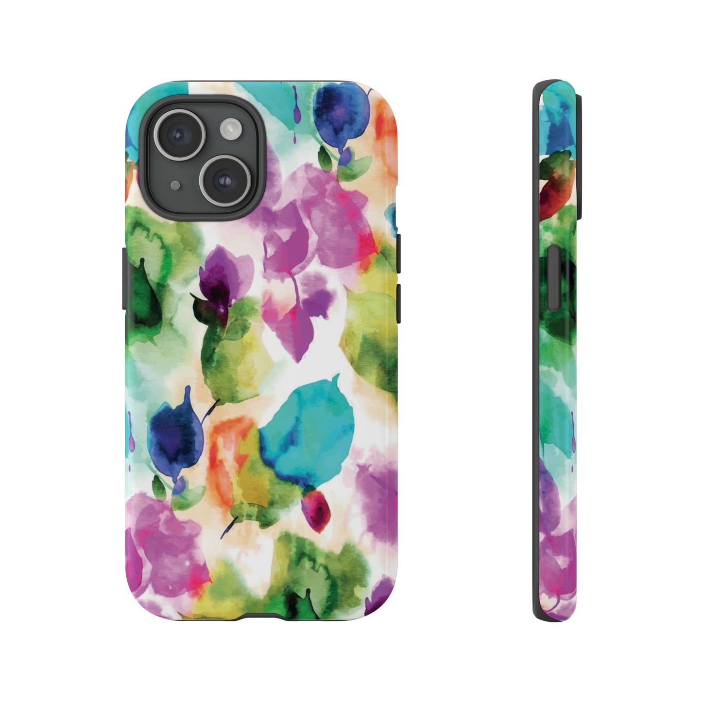iPhone 15 Series Tie Dye Watercolor Flowers / Tough Case