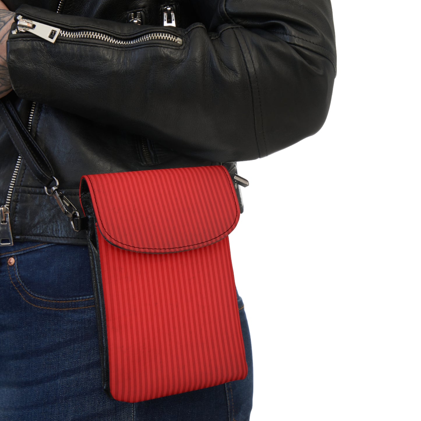 Stripe Red Crossbody Phone Bag