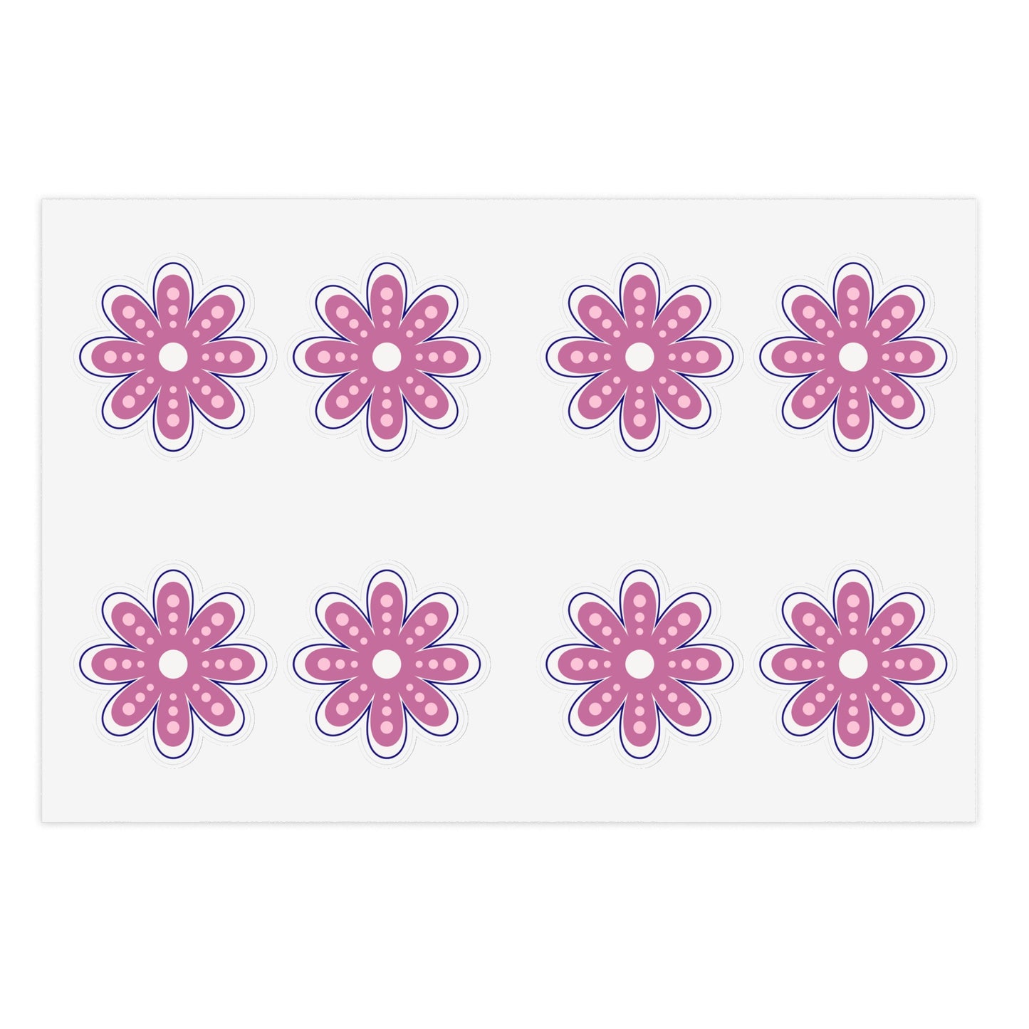 Cute Retro Pink Flower Stickers - Die Cut Sticker Sheet (6)