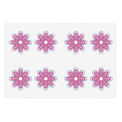 Cute Retro Pink Flower Stickers - Die Cut Sticker Sheet (6)