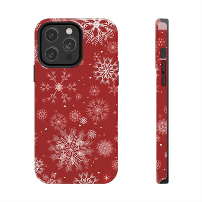 Christmas Snowflakes On Red / iPhone Case