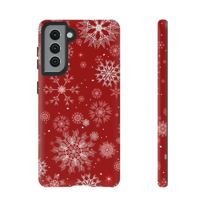 Christmas Snowflakes On Red / Samsung Case