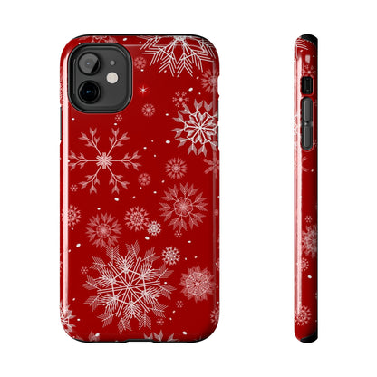 Christmas Snowflakes On Red / iPhone Case