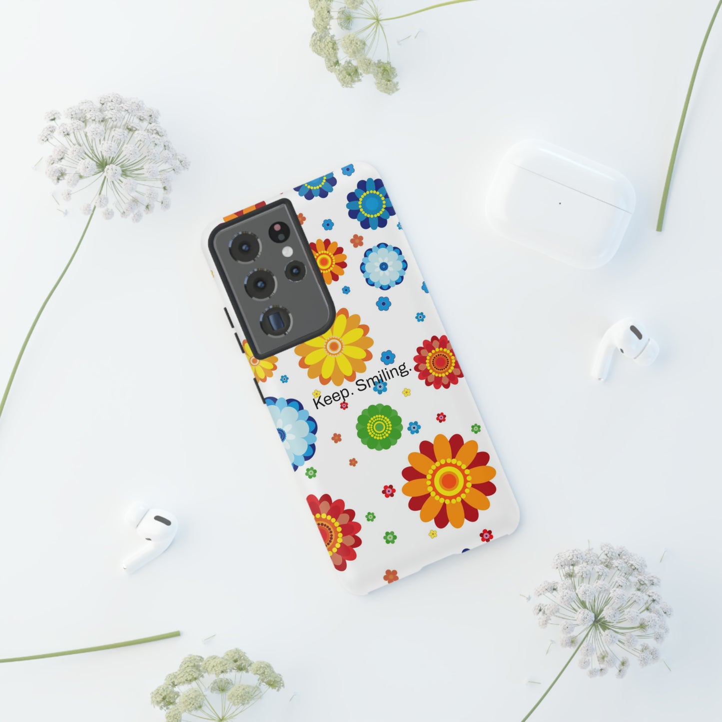 Keep. Smiling. / Dotted Flowers Samsung Case