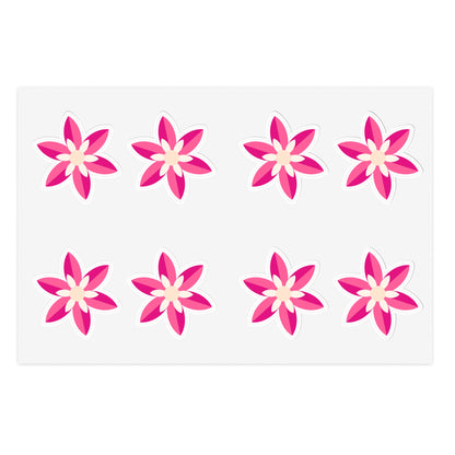 Cute Retro Pink Flower Stickers - Die Cut Sticker Sheet (8)