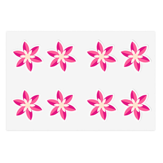 Cute Retro Pink Flower Stickers - Die Cut Sticker Sheet (8)