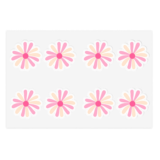 Cute Pink Retro Flower Stickers - Die Cut Sticker Sheet (5)