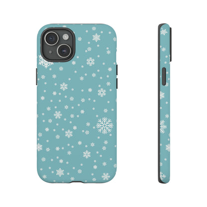 iPhone 15 Series Christmas Snowflakes On Blue / Tough Case