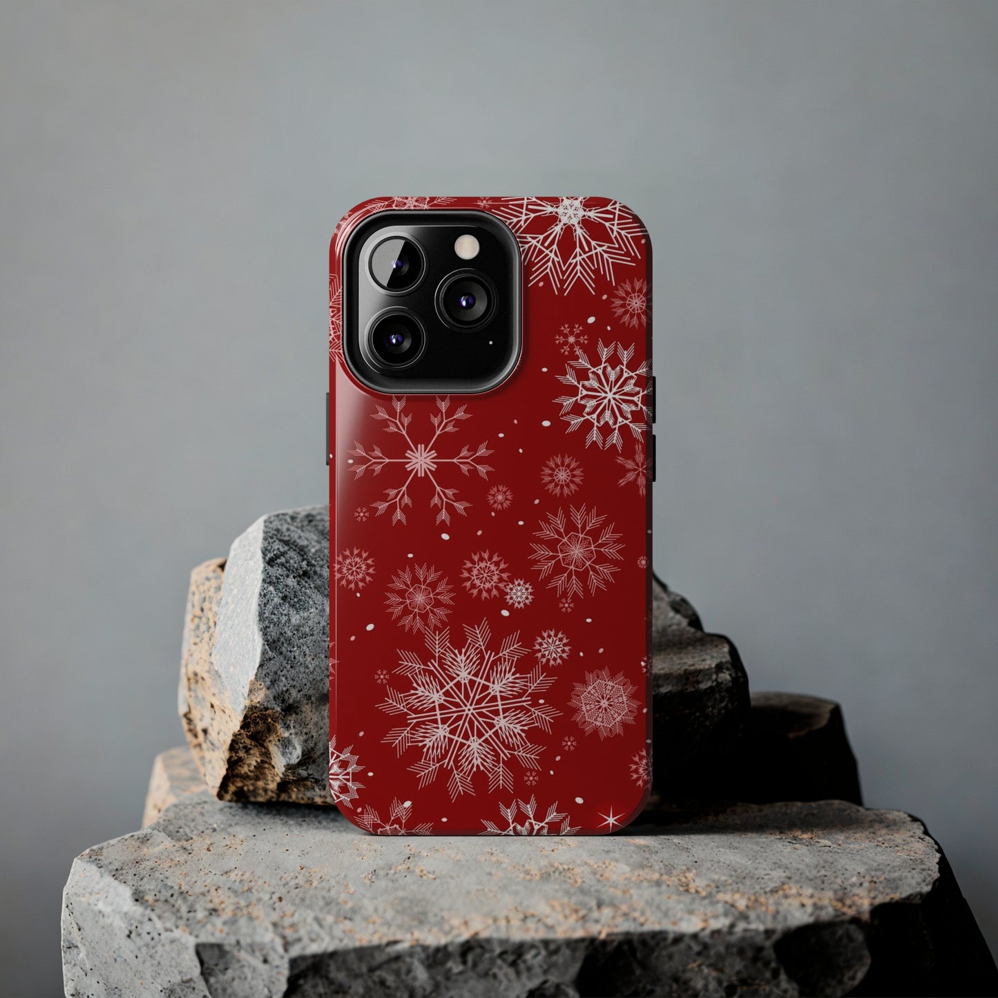 Christmas Snowflakes On Red / iPhone Case