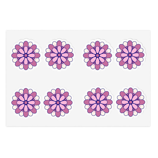 Cute Retro Pink Flower - Die Cut Sticker Sheet (1)